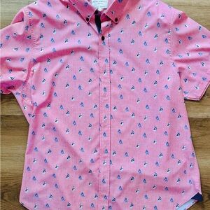 Pink Short-Sleeve Construct Sailboat Button-Down Shirt